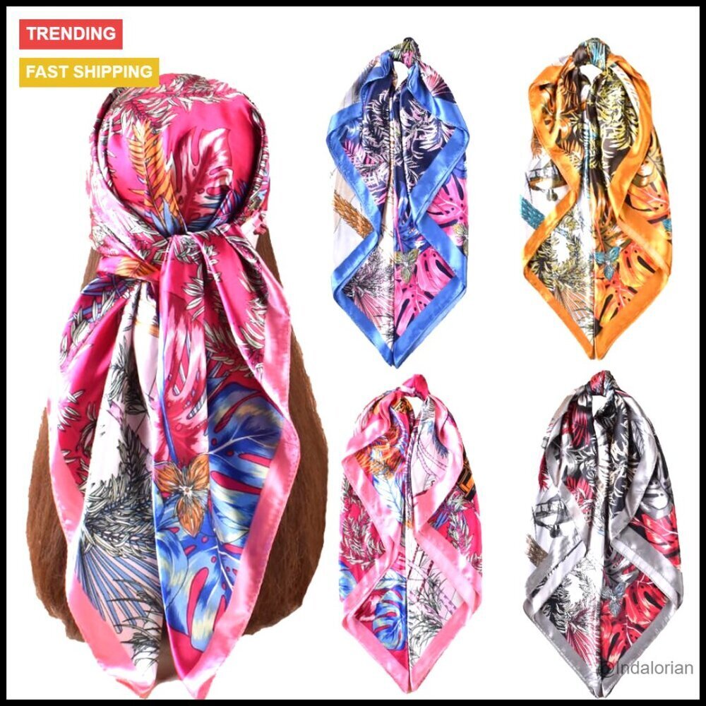 Satin Hair Scarf Silk-Like Bandana Versatile Head Wrap Sleep Accessory